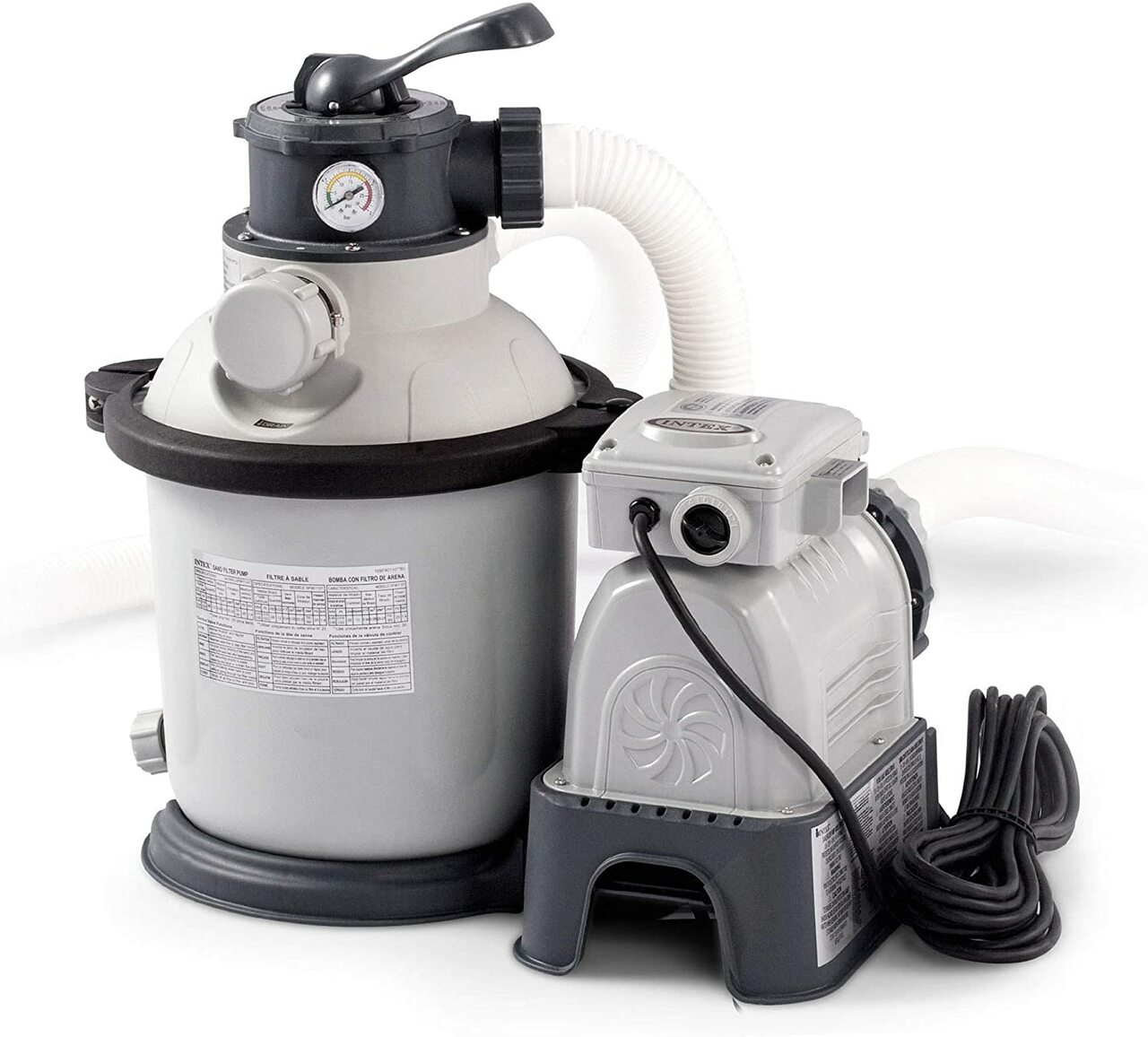 ncludes the 110-120V Krystal Clear sand filter pump with a pump flow rate of 1,200 gallons per hour